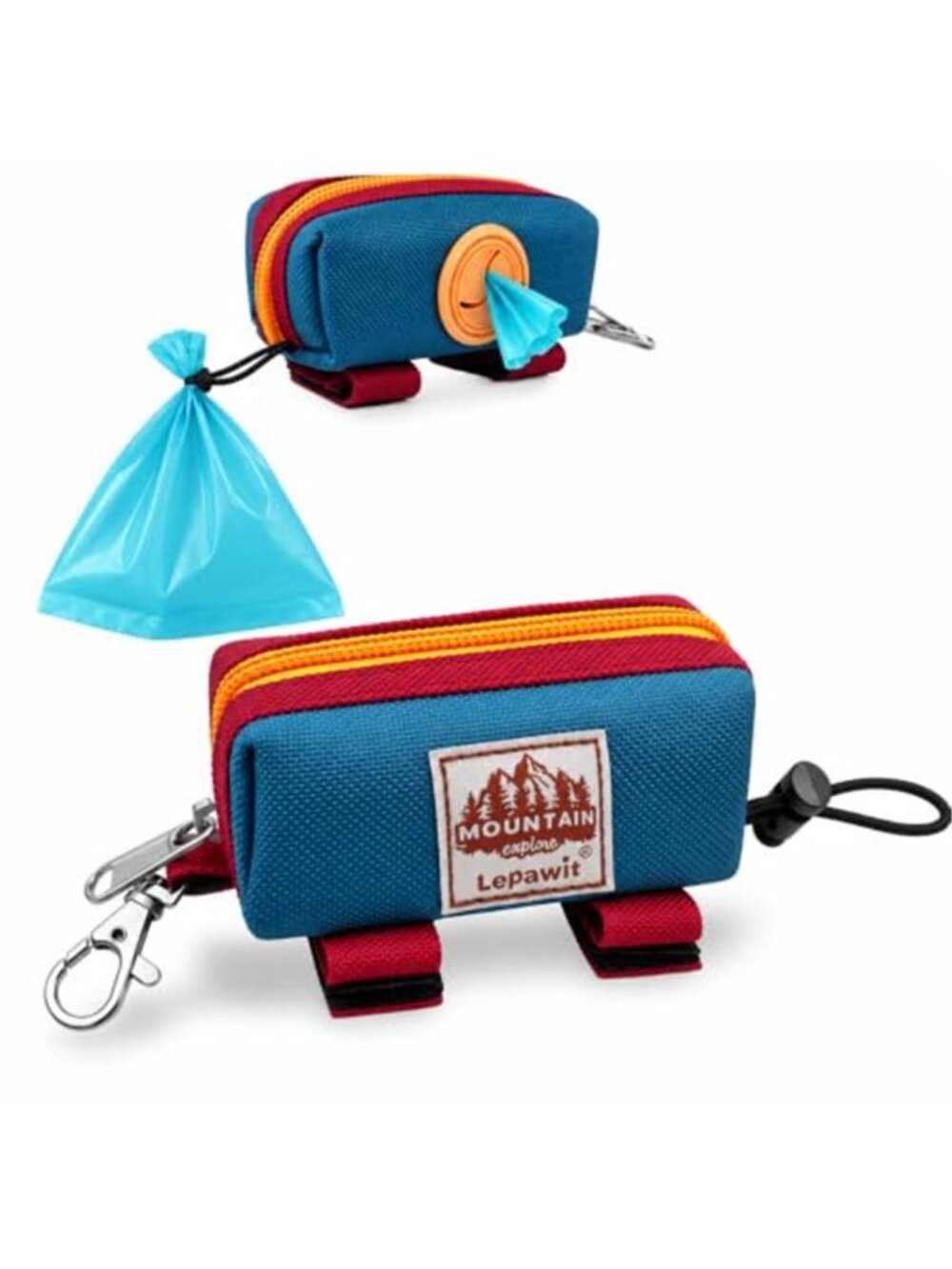 Dog Poop Bag Holder for Leash Large-Capacity Canvas Pouch Blue
